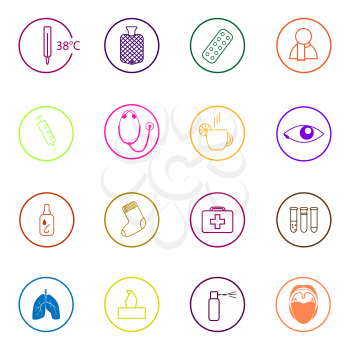 Set of colorful medical icons in flat design