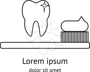 tooth dental logo and toothbrush design in modern outline style. Template for dental clinic, advertising etc.
