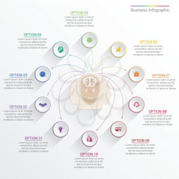 Element for template infographic business concept with ten options, parts, or processes.