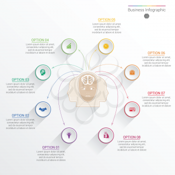 Element for template infographic business concept with eight options, parts, or processes.