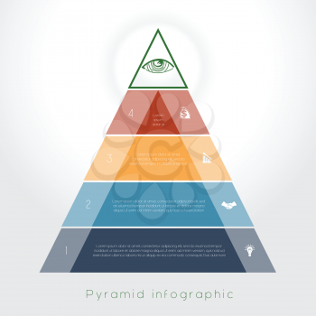 Template Infographic business process colorful pyramid for four text area