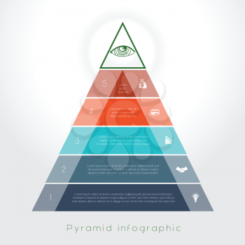 Template Infographic business process colorful pyramid for five text area