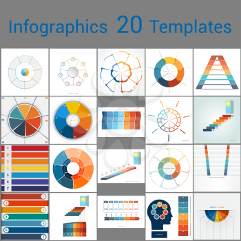Infographics 20 Templates.Text area on seven position. Can be used for workflow process, business banner, diagram, number options, work plan, web design.
