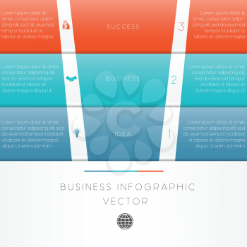 Colour strips vector illustration template of business infographic numbered three position 