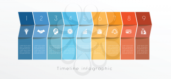 Template Conceptual Business Timeline Infographic design for nine position can be used for workflow, banner, diagram, web design, area chart