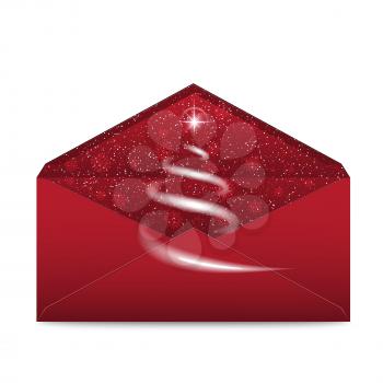 Christmas red envelope with stars and blizzard 
