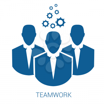 Teamwork vector blue flat icon on white background.
