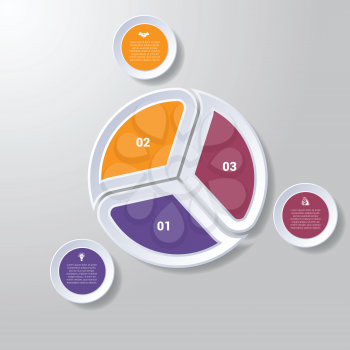 Pie chart or area chart diagram data Elements For Template infographics three position. Business strategy.
