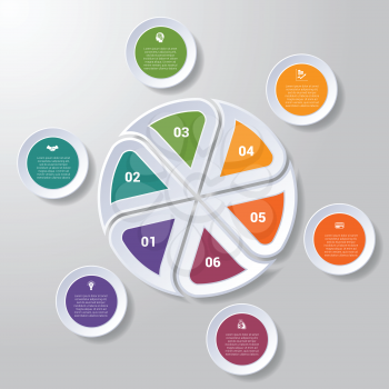 Pie chart or area chart diagram data Elements For Template infographics six position. Business strategy. 