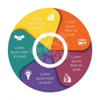 Pie chart diagram data Elements For Template infographics five position