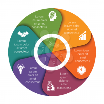 Pie chart diagram data Elements For Template infographics six position 