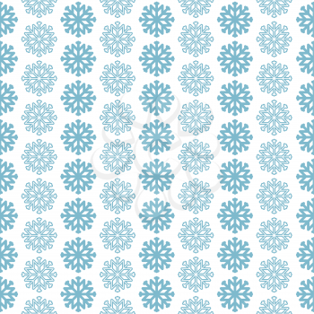 Seamless pattern with blue snowflakes on white background