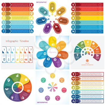 Collections Infographics Elements. Template for Seven positions.