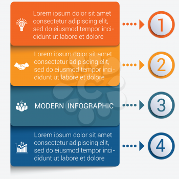 Modern strips infographics 4 options banner for business processes, workflow, diagram, flowcharts