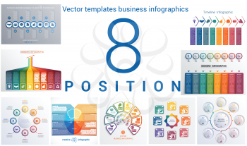 Set colorful templates for infographic 8 positions