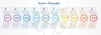 Timeline or area chart, diagram data Elements For Template infographics 10 position. Business strategy.
