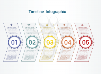 Timeline or area chart, diagram data Elements For Template infographics 5 position. Business strategy.