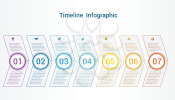 Timeline or area chart, diagram data Elements For Template infographics 7 position. Business strategy.