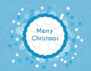 Background with snowflakes and place for text Merry Christmas blue design