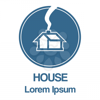 House in blue circle logo creative template 