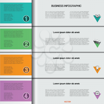 Infographic for success business project, workflow, web design, advertising banner and other Your variant. Vector illustration template, from horizontal strips with text areas on four options