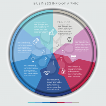 Multi-coloured Circle Numbered, Seven Options, For Infographic, Diagramme, Technological Process, Business Concept, Or Other Successful Step-By-Step Representation