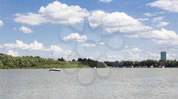 River Danube in Belgrade Serbia with Amazing Clouds in the Sky