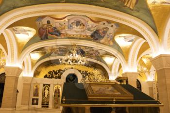 Saint Sava Temple Interior With Fresco and Golden Colors