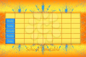 School Timetable Schedule With Colorfull Background 3D illustration