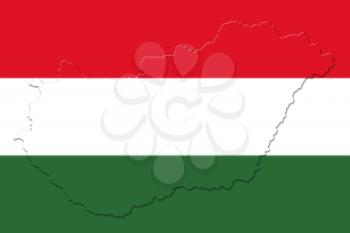 Hungarian National Flag And Map 3D illustration