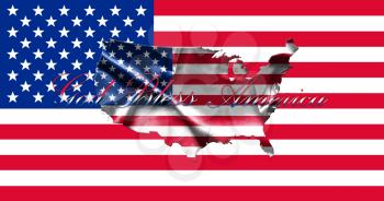 United States of America Map With American  Flag 3D illustration
