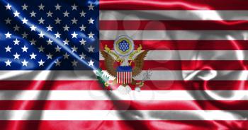 United States of America Flag With Eagle Coat Of Arms 3D illustration