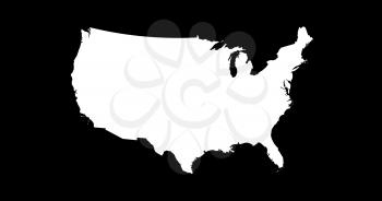 United States of America Map Silhouette Isolated On Black Background 3D illustration