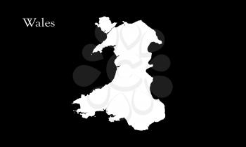 Map Of Wales Isolated On Black Background 3D Illustration