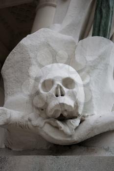 Skull Made Of Stone at Karlskirche in Vienna Austria