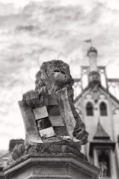 Lion Stone Statue At The Medieval Castle