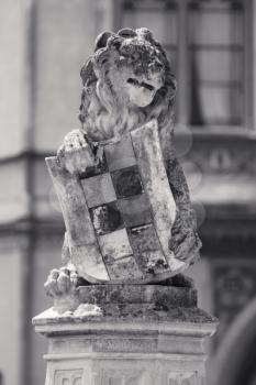 Lion Stone Statue At The Medieval Castle
