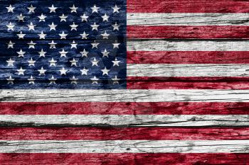 American Flag On Old Rustic Wooden Background