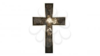 Christian Cross Isolated on White Background 3D Rendering
