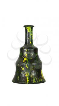 Vintage Old Bottle Painted and Decorated With Wax Isolated On White Background