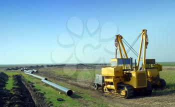 Construction site with gas pipeline