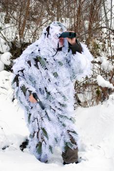 Army recon in winter camouflage uniform