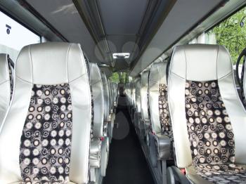 Inside of bus with comfort seats