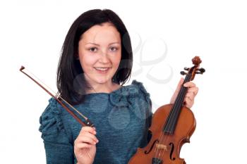 beautiful teenage girl with violin