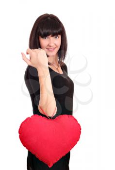 beauty girl with valentine red heart