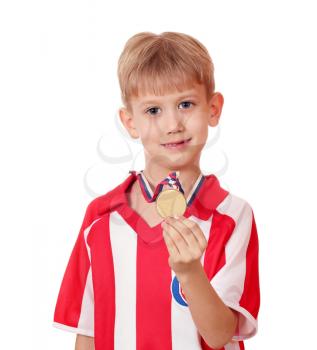 boy with gold medal