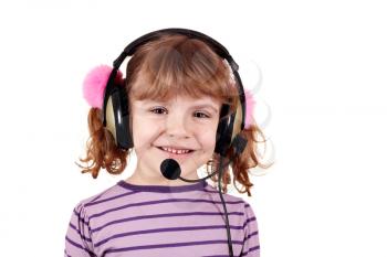happy little girl with headphones portrait