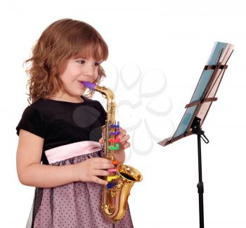 little girl with saxophone
