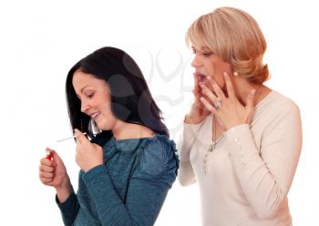 shocked mother finds out that her daughter smokes 