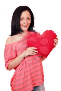 teenage girl holding big red heart